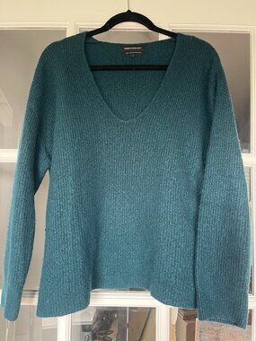 Something Navy Slouchy V-Neck Sweater - Dark Turquoise